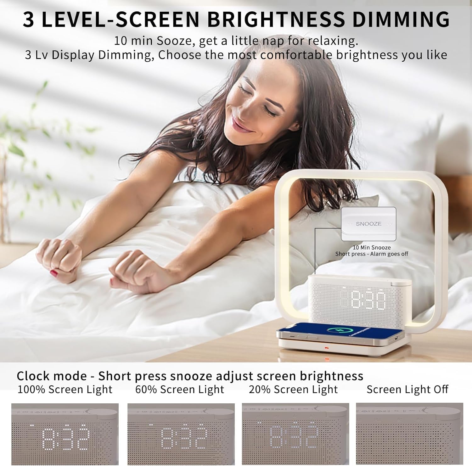 Sunrise Alarm Clock With Wireless Charging Station-4