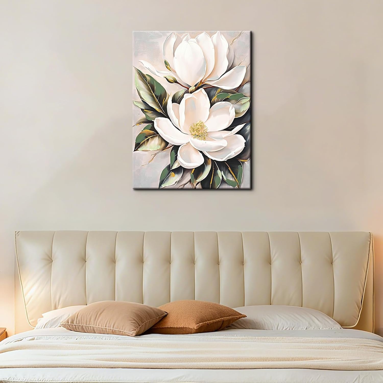 White Flower Canvas Wall Art Ready To Hang 24x32 Inches-2