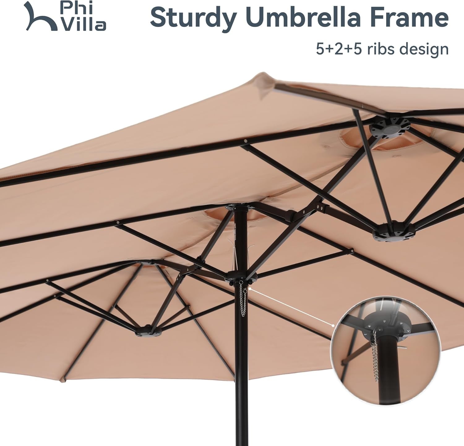 15 Foot Double Sided Patio Umbrella For Outdoor Shade-3