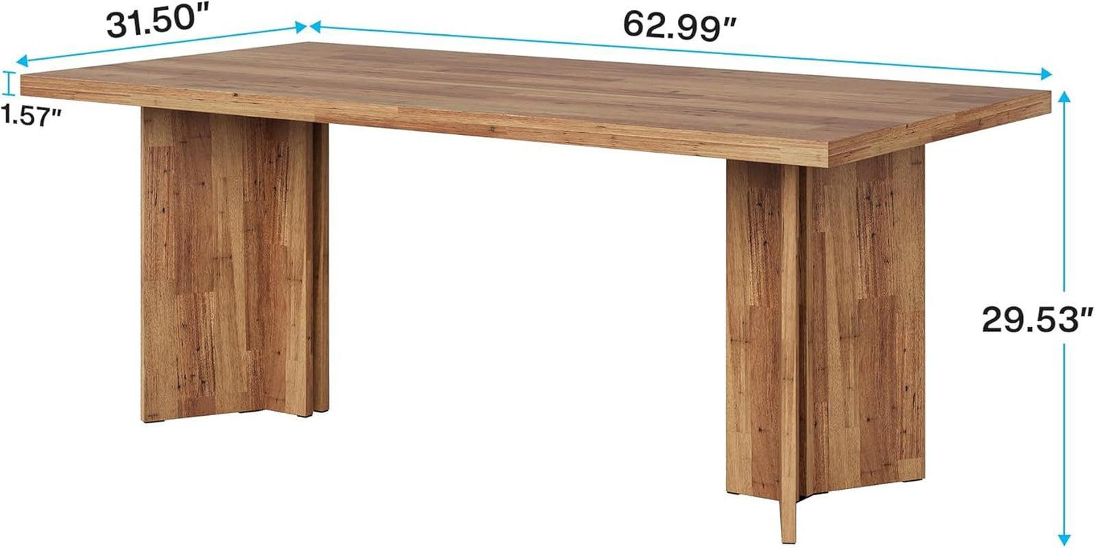 63 Inch Walnut Farmhouse Dining Table-1