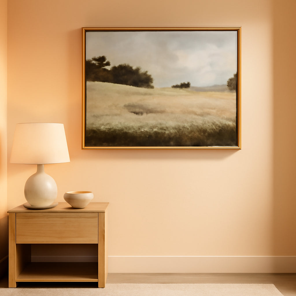 Framed 20x40 Inch Verdant Meadow Landscape Wall Art-0