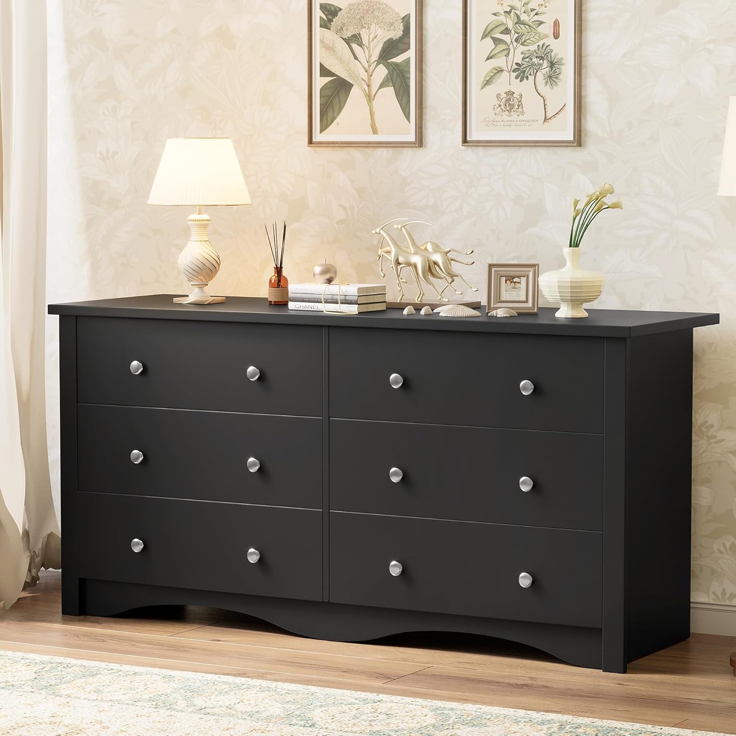 Black Dresser With Six Deep Drawers StorageSolution-4