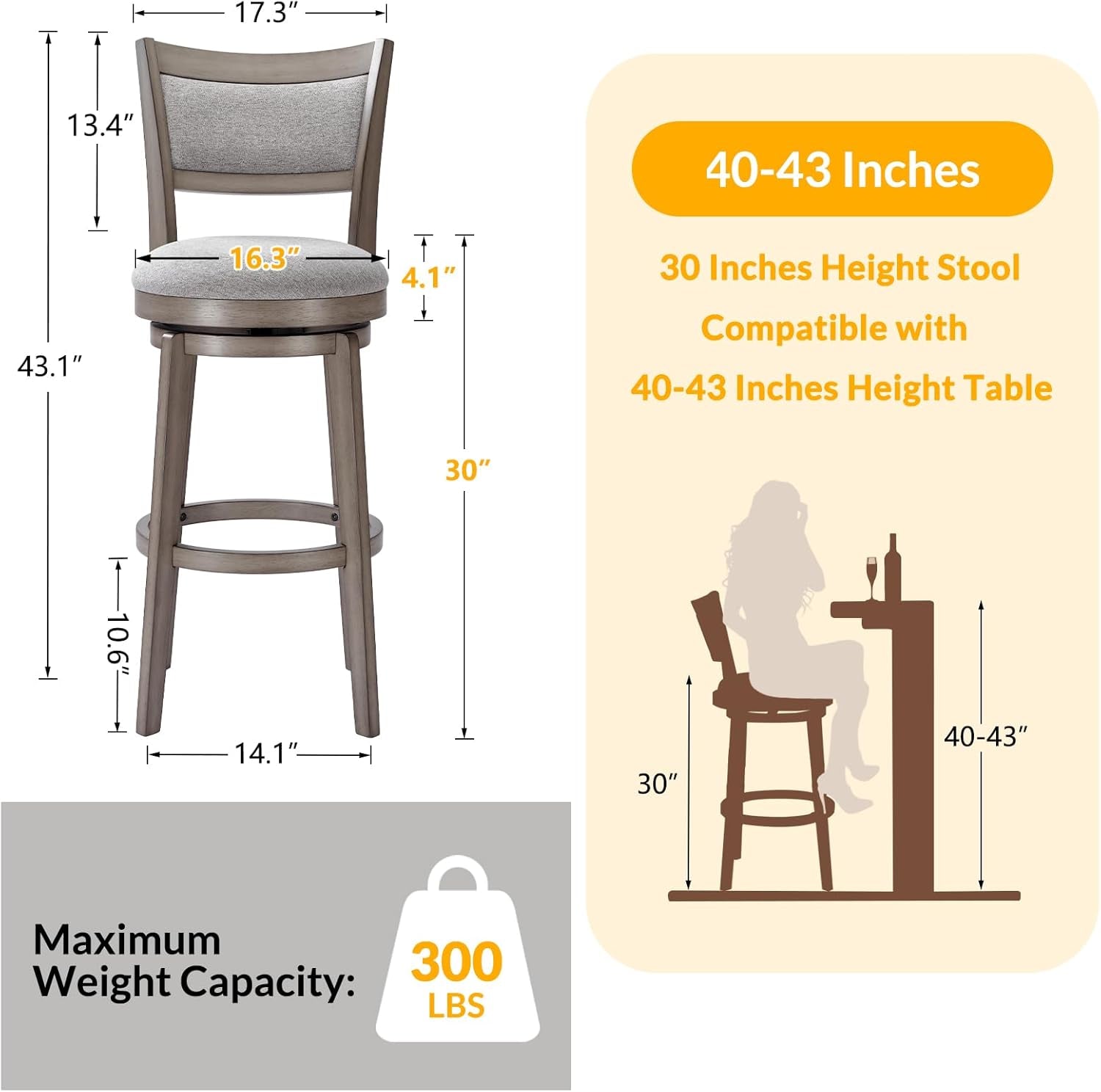 High Back Swivel Bar Stools Set of Two-2