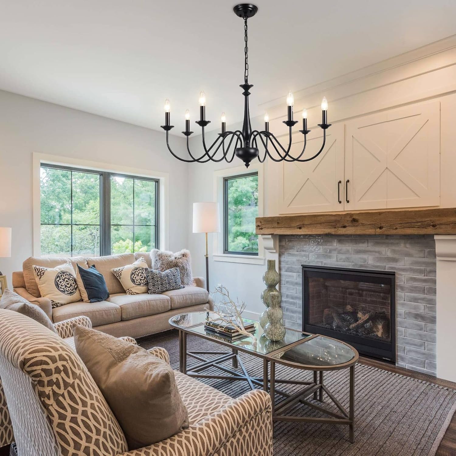 Eight Light Black Farmhouse Chandelier for Dining Room-2