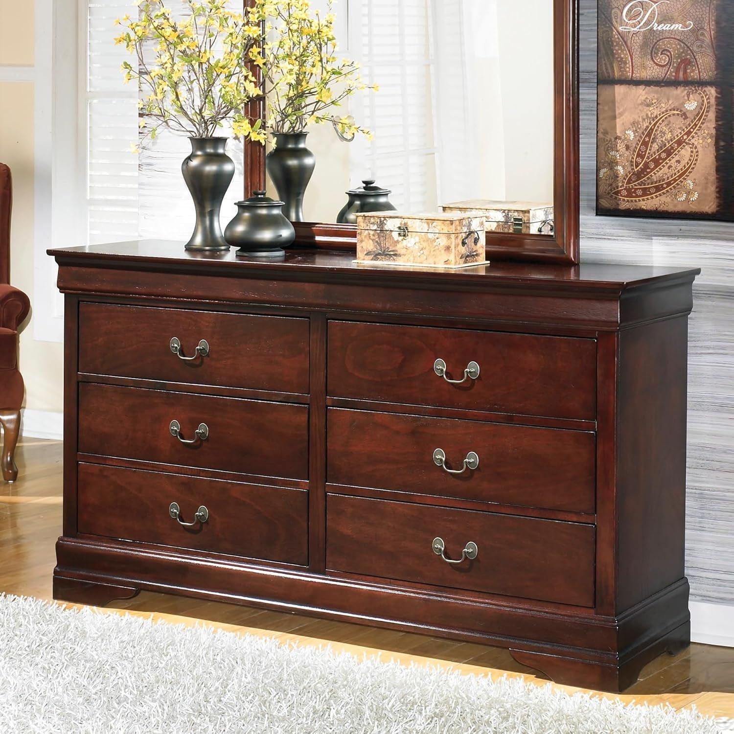 Alisdair Traditional Dark Brown Six Drawer Dresser-1