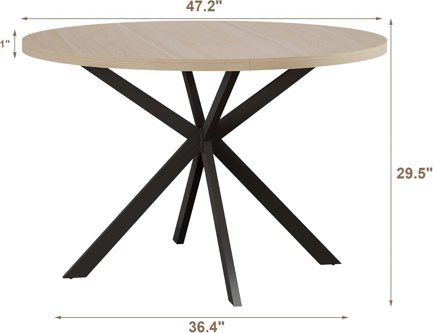 Round 47.2 Inch Circular Dining Table NaturalOakFinish-1