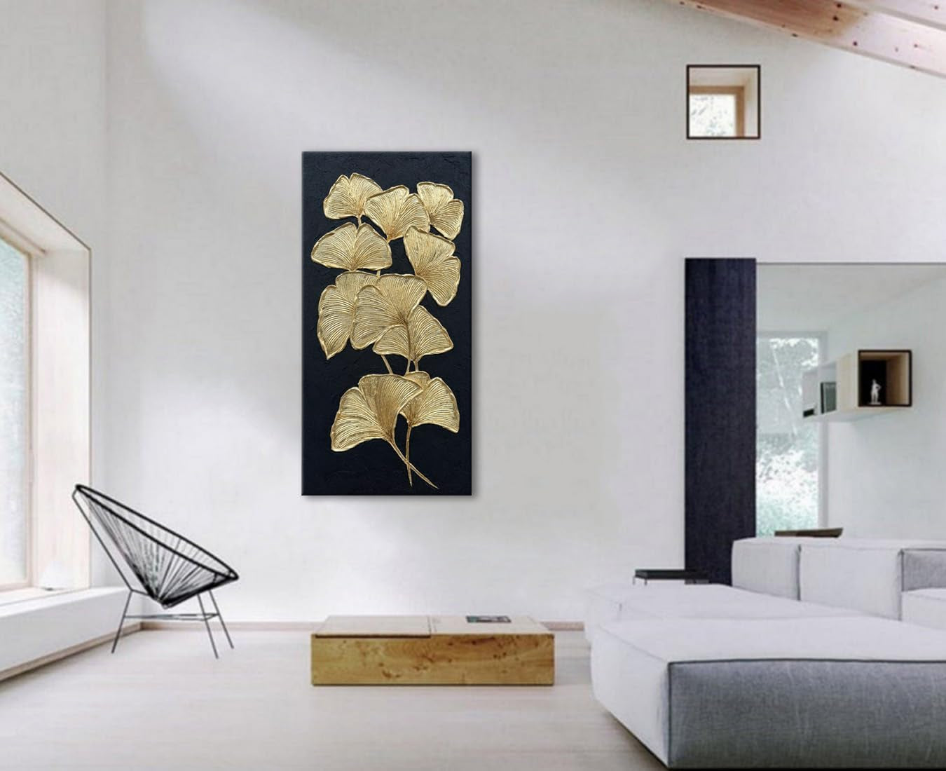 Elegant Gold Ginkgo 60x120 Centimeter Canvas Wall Art-4