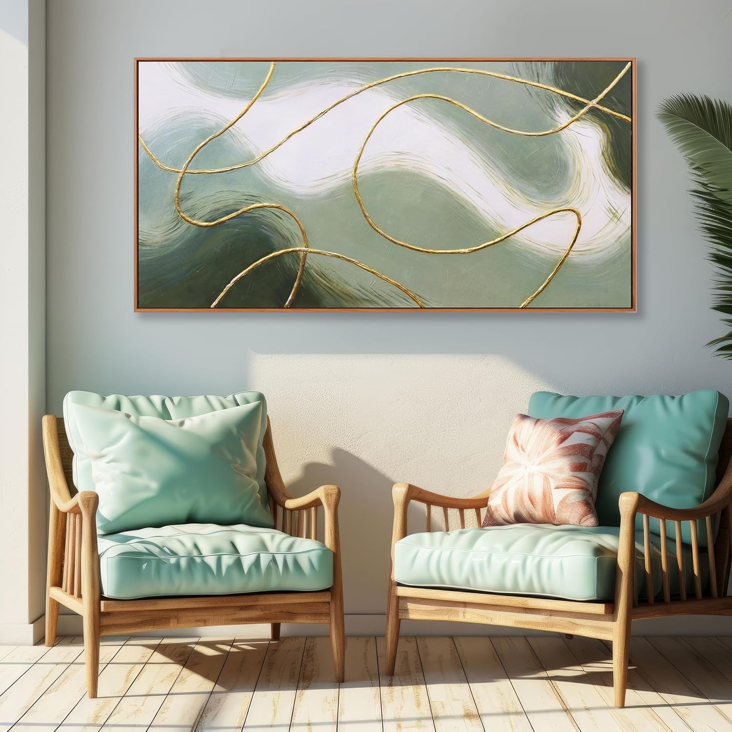 40x20 Abstract Contemporary Canvas Wall Art Emerald-2