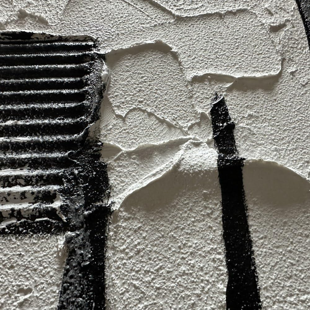 Hand crafted Black White Textured Oversized Wall Art-2