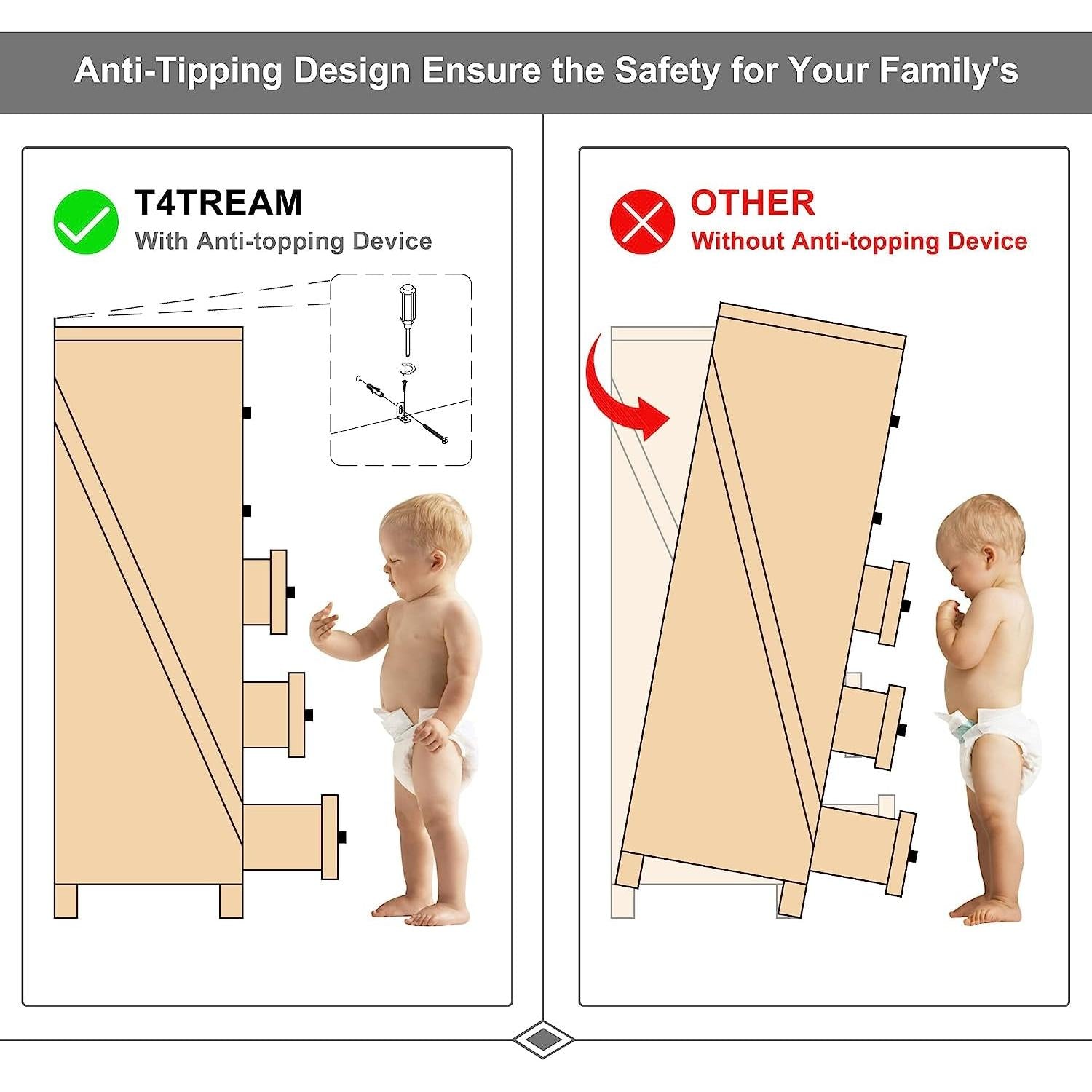 Rustic Oak Tall Dresser with 5 Drawers-1