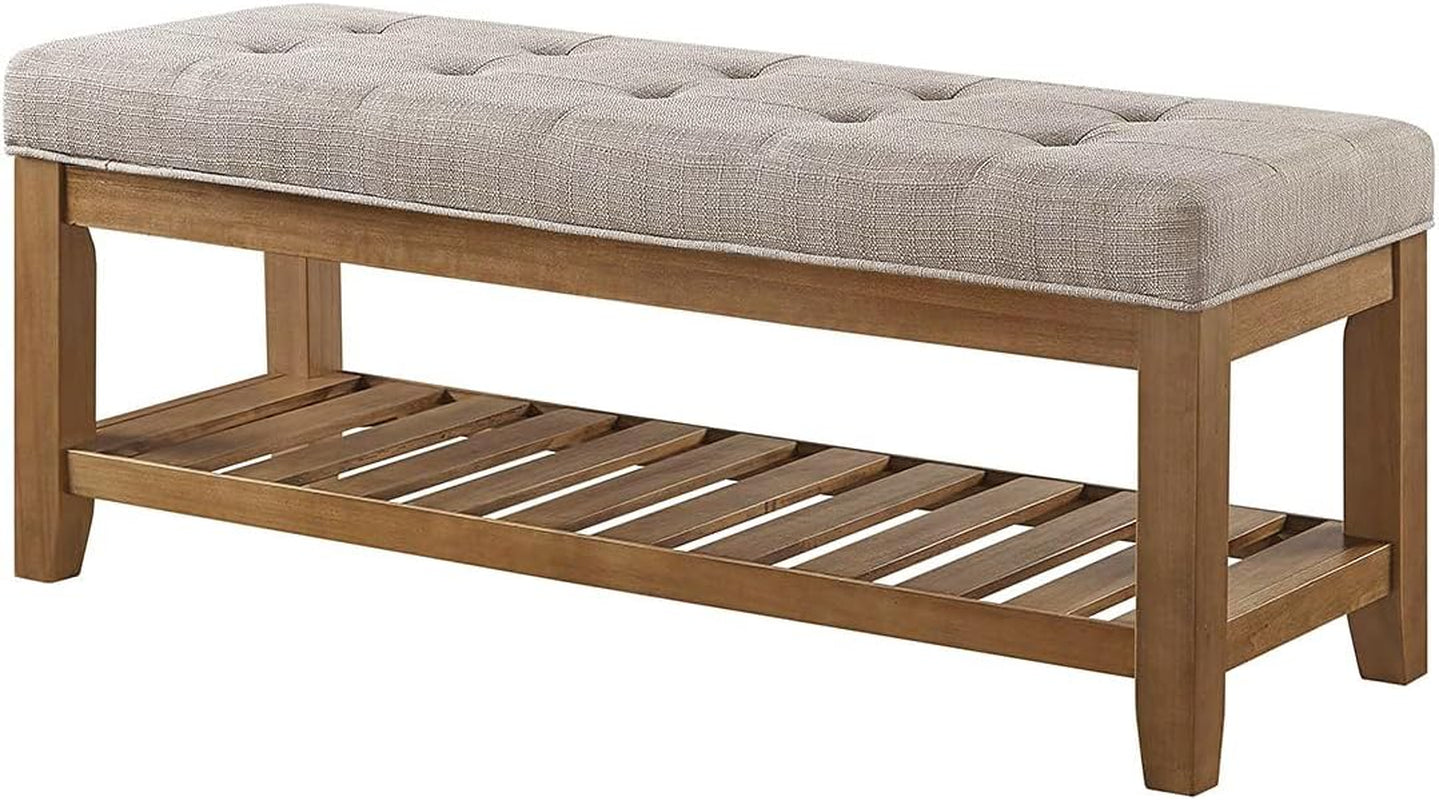 Large Linen Upholstered Ottoman Bench With Storage-3