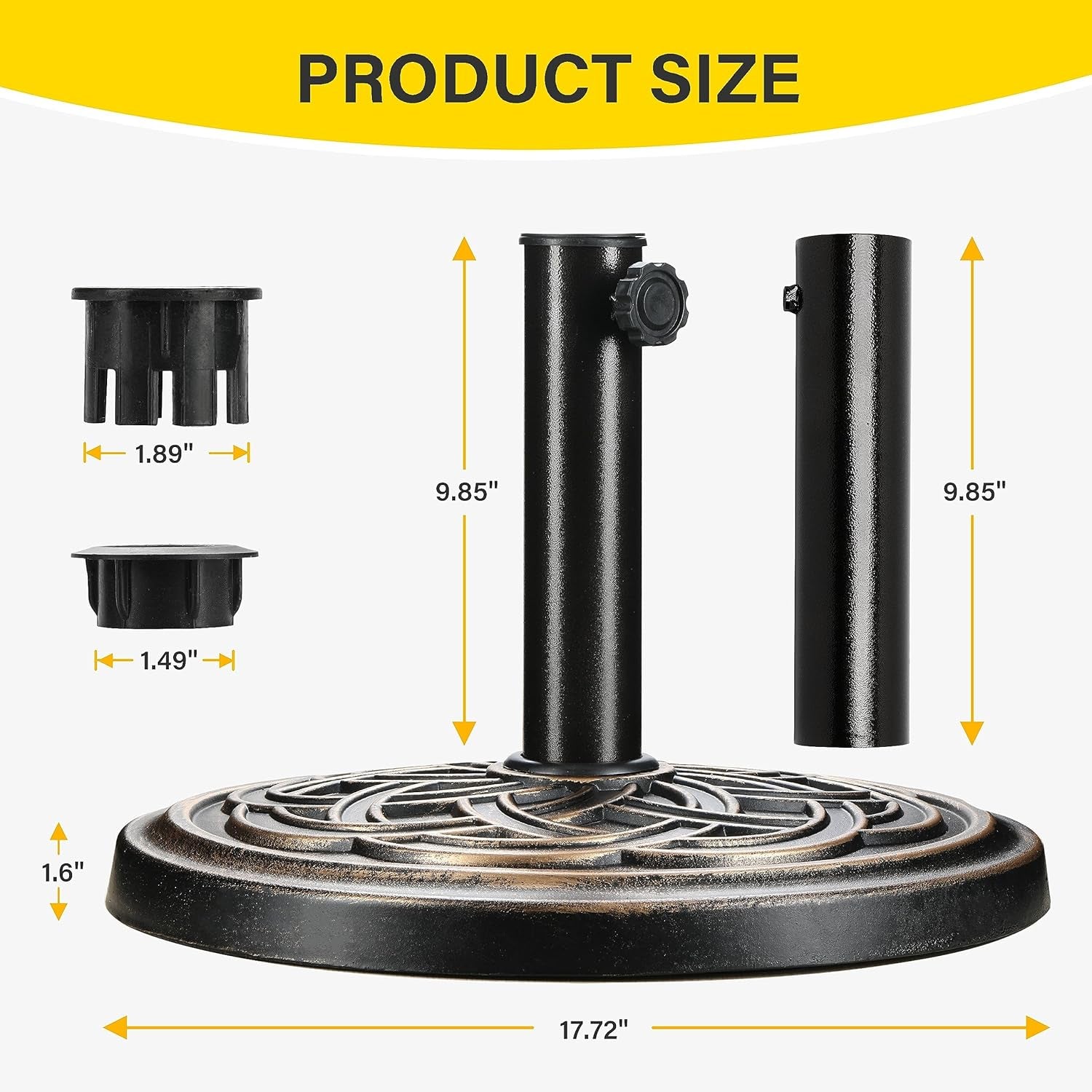 Heavy Duty 24 Pound Bronze Umbrella Base Patio Garden Stand For Outdoor Market Umbrellas-1