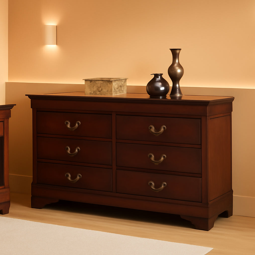 Alisdair Traditional Dark Brown Six Drawer Dresser-0