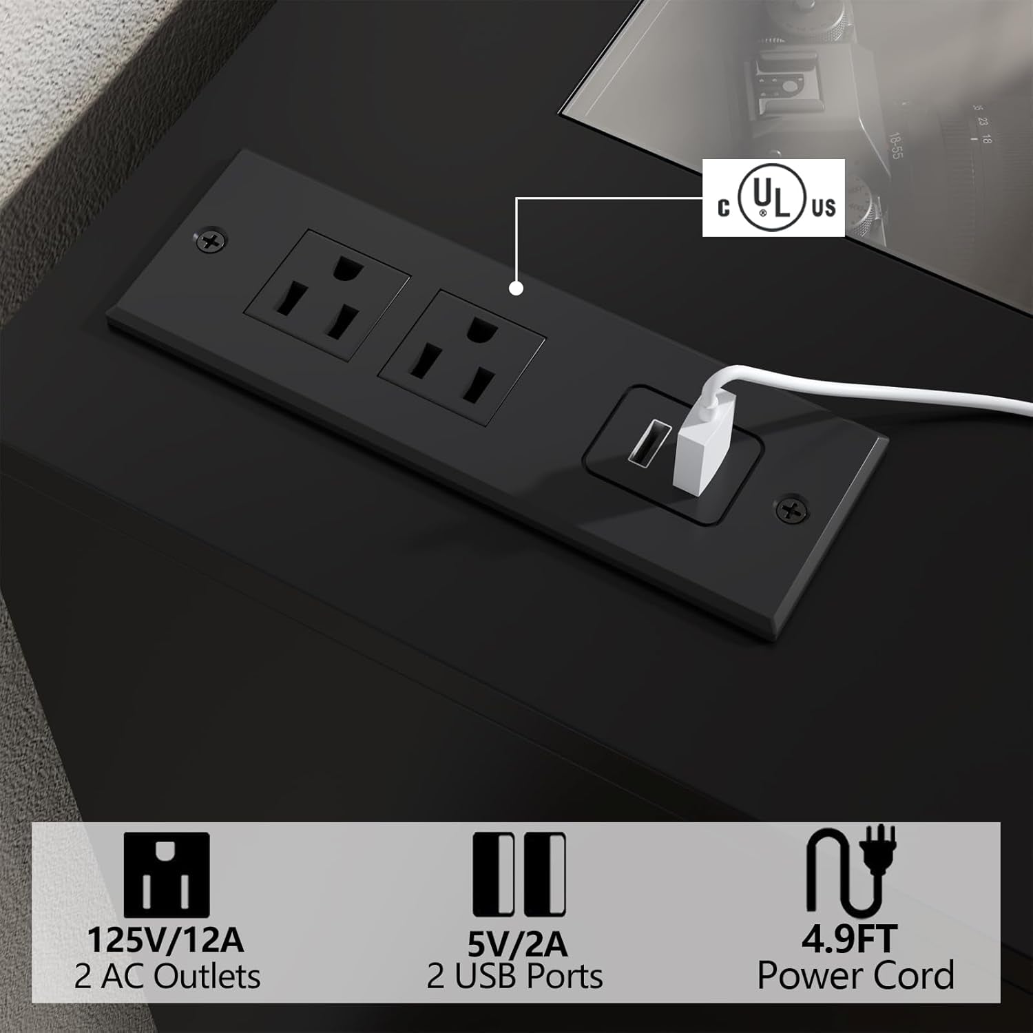 White Eight Drawer Dresser Featuring Electrical Outlet-2