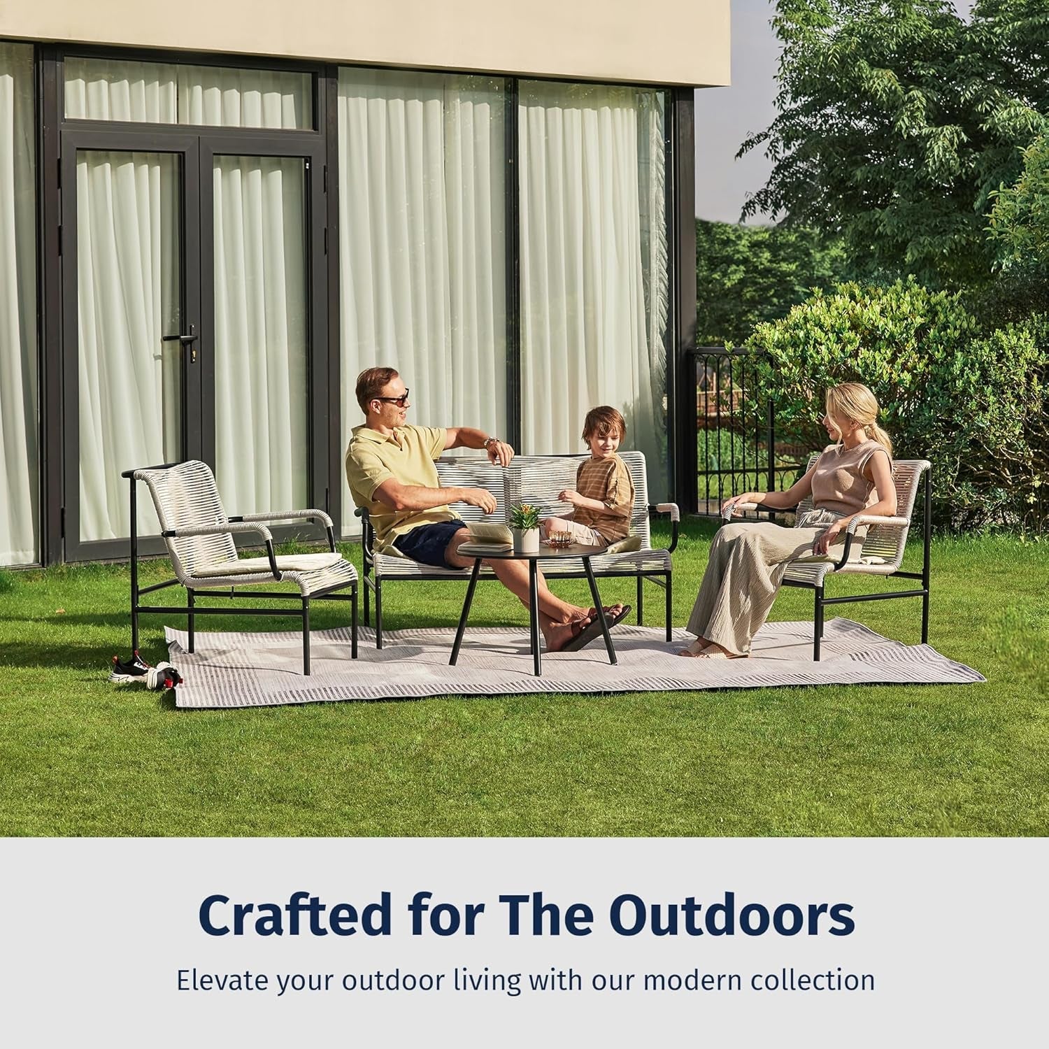 Modern Four Piece Patio Furniture Set for Outdoor Spaces-1