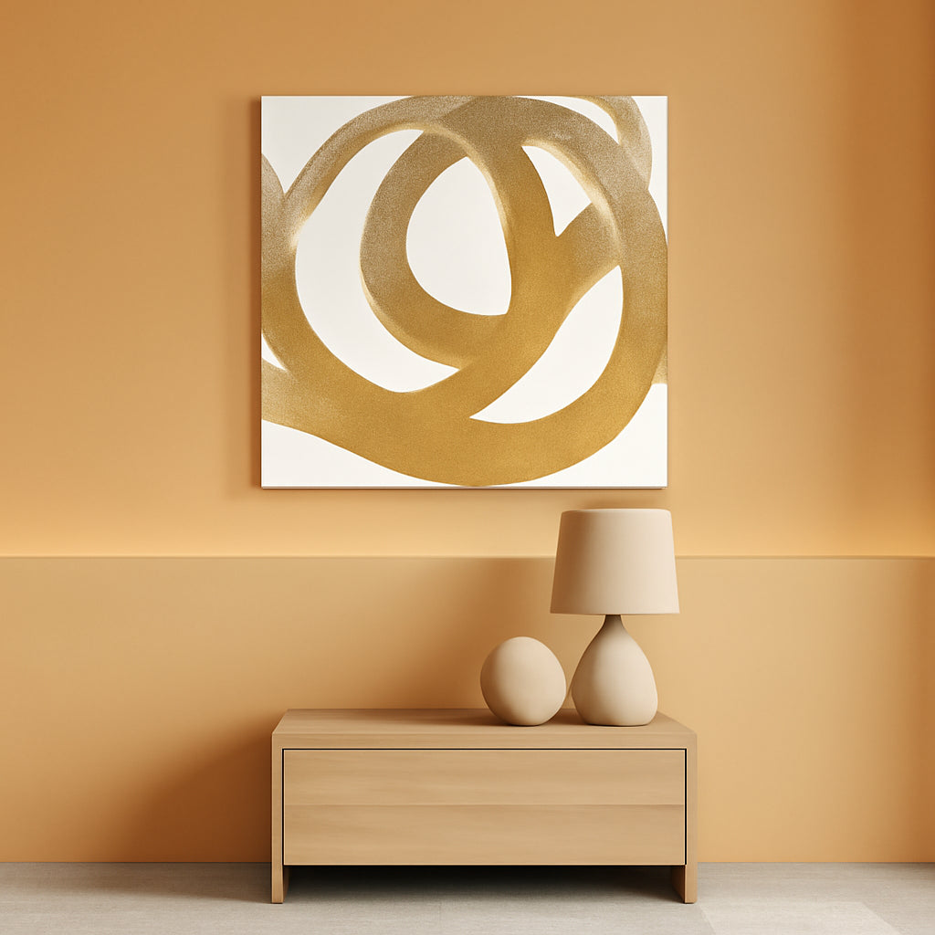 Neutral Contour Canvas Wall Art 28Inch Gold Leaf Finish-0