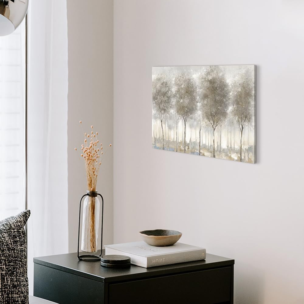 Monochromatic Abstract Forest Tree Canvas Wall Art-4