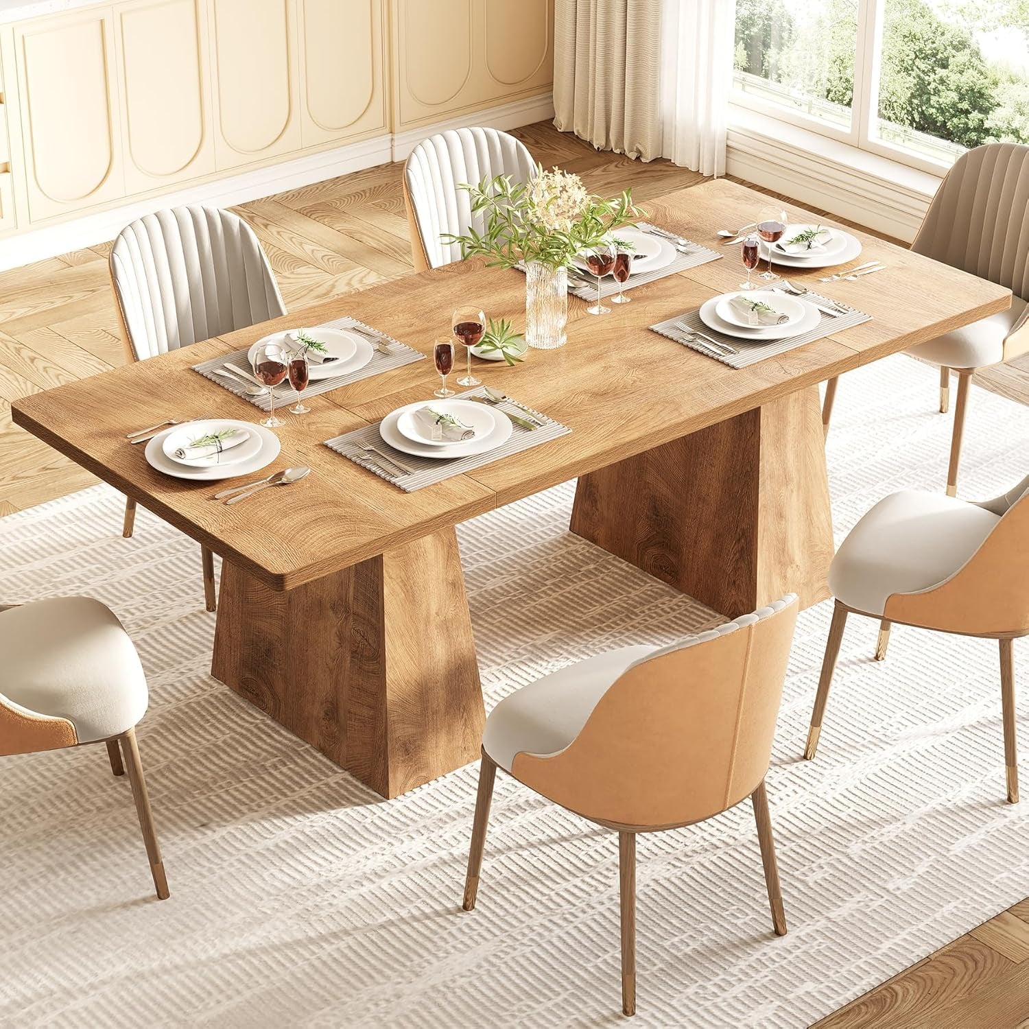 Oak Dining Table For 6 With Scratch Resistant Coating-3