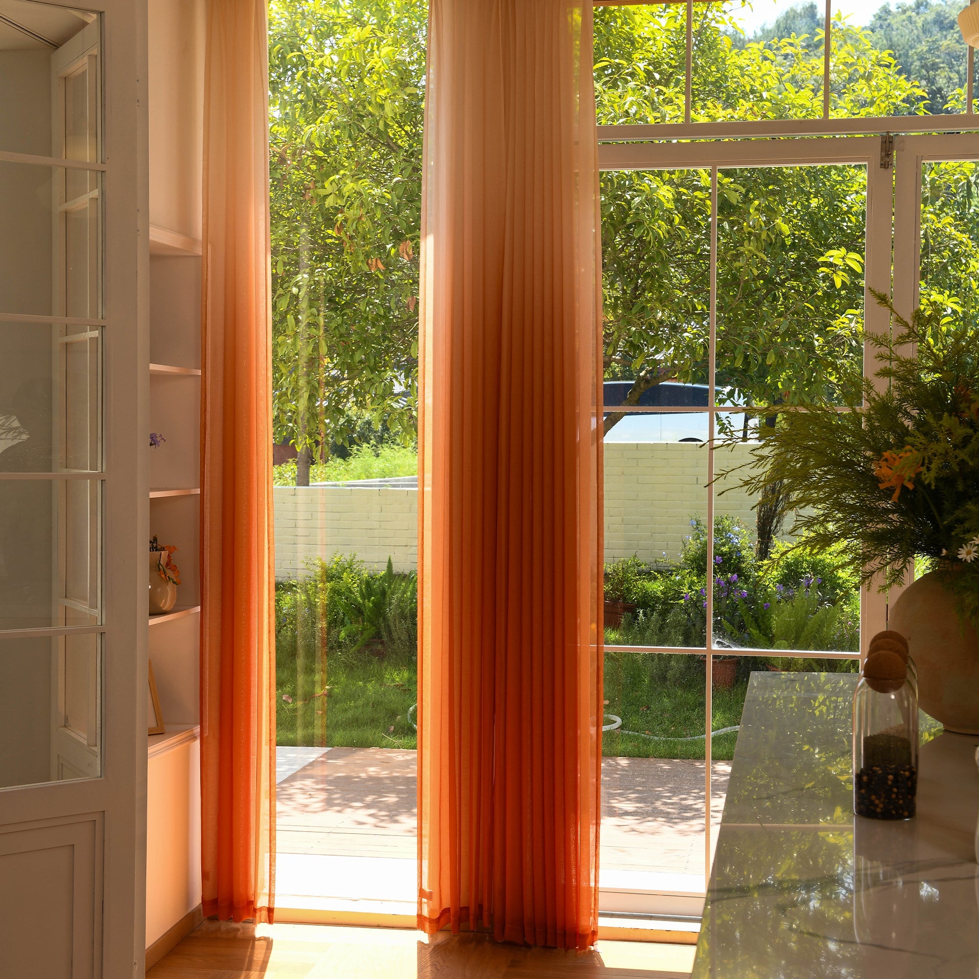 Custom Vertical Ombre Linen Texture Sheer Curtains-3