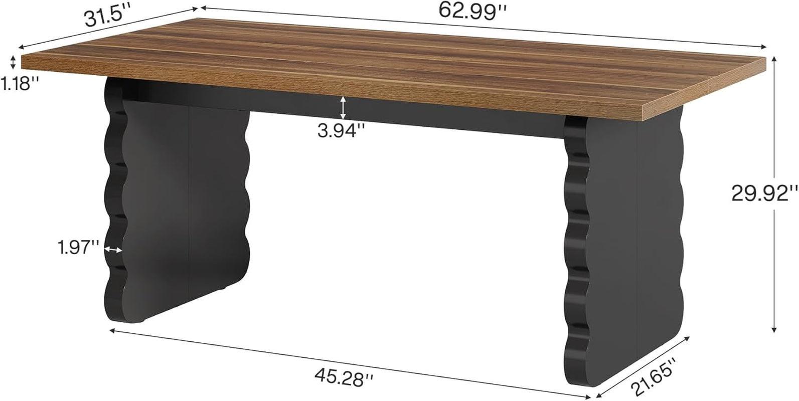 63 Inch Modern Wooden Dining Table Rectangular Kitchen-1