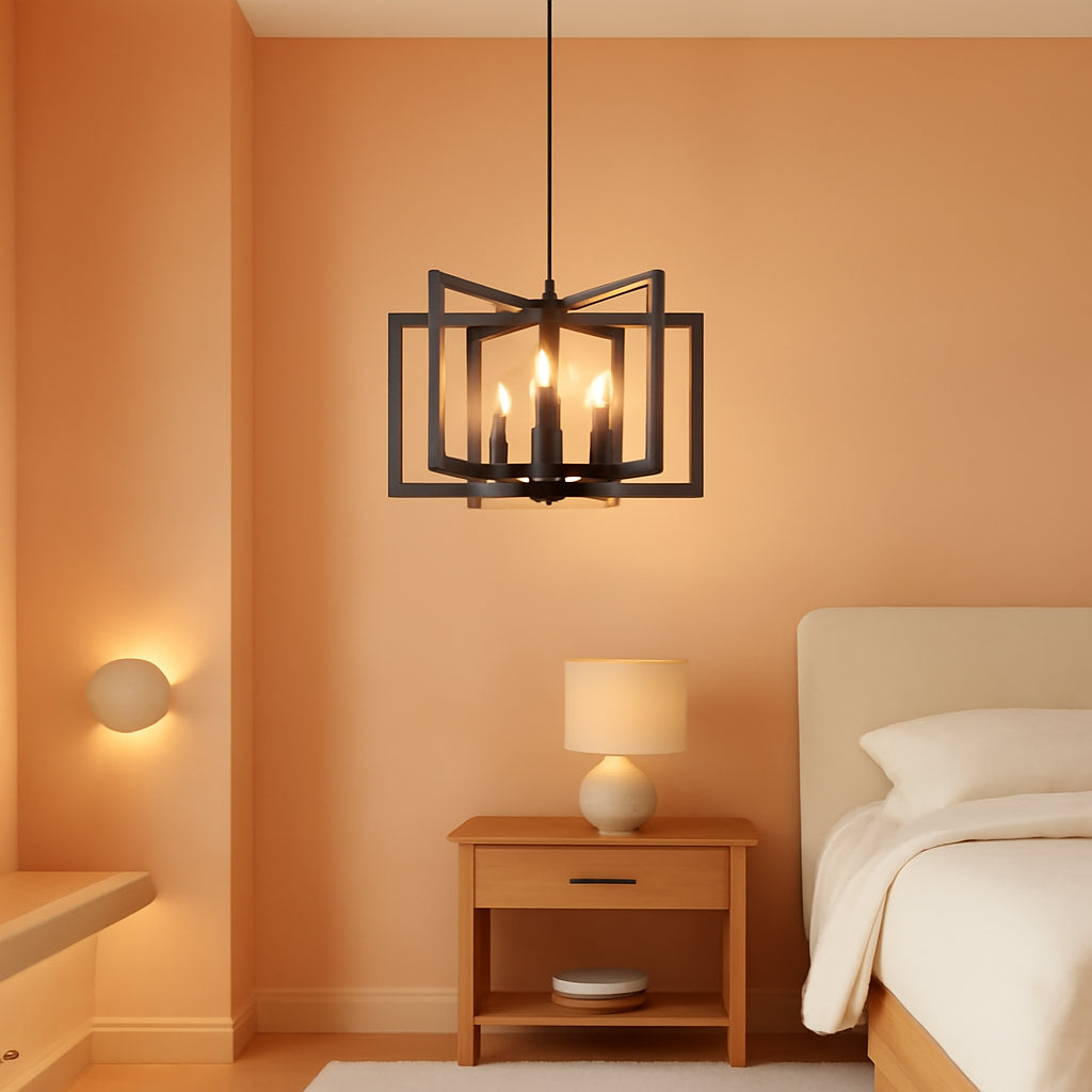 6 Light Black Finish Modern Farmhouse Pendant Lights-0