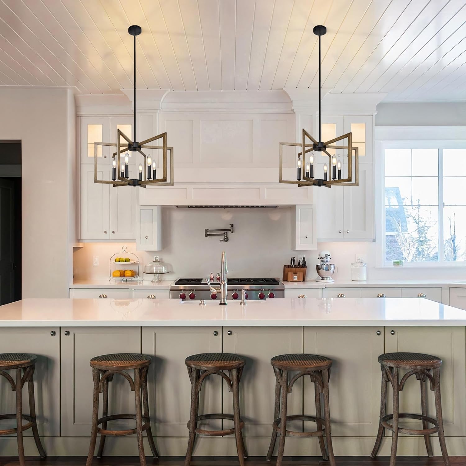 6 Light Black Finish Modern Farmhouse Pendant Lights-2