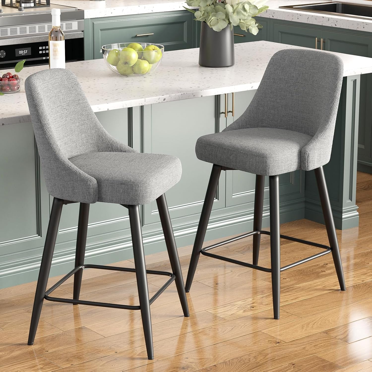 Comfortable Swivel Bar Stools Set for Kitchen Counter-0