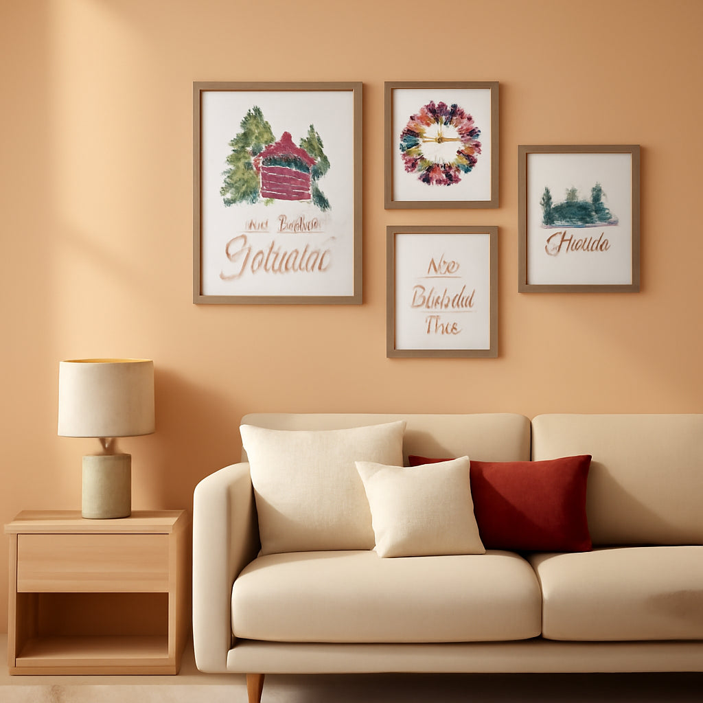 Framed Christmas Forest Wall Art Set 5 Piece Holiday Decor-0