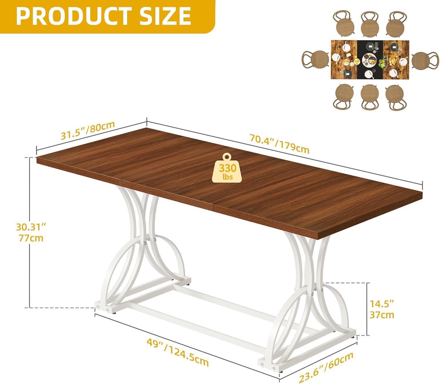 Large Walnut Rectangular Dining Table With Thicktop-1
