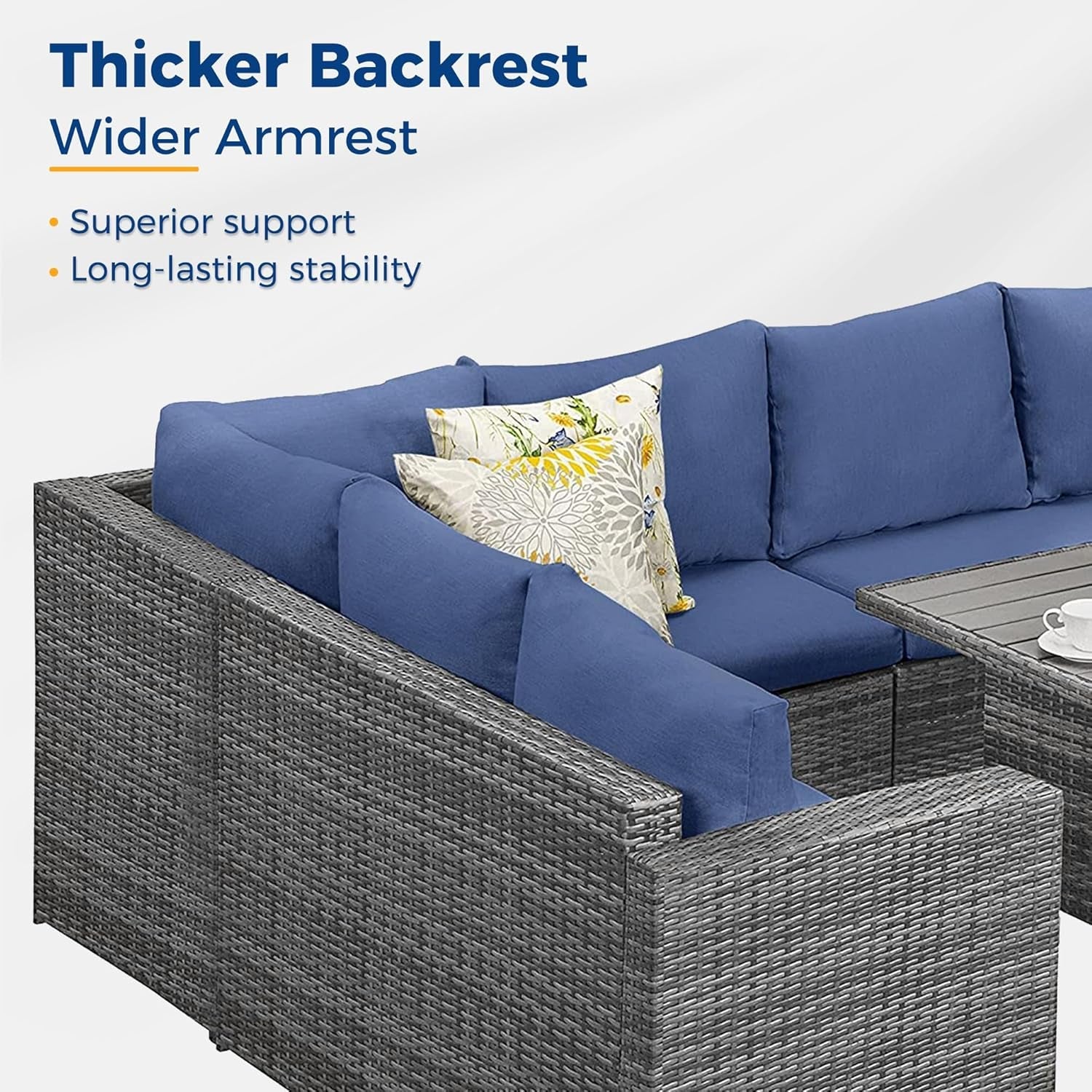 Blue 7 Piece Outdoor Patio Furniture Set With Table Chairs-1