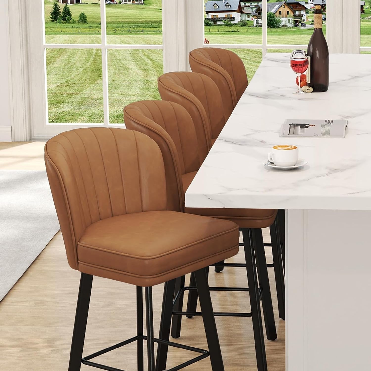 Modern Swivel Counter Height Bar Stools Set of Two-4