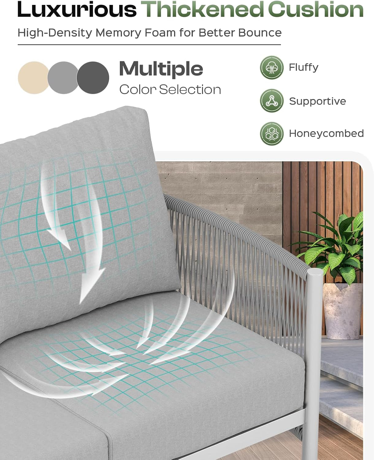 Modern Aluminum Outdoor Patio Furniture Set with Cushions-4