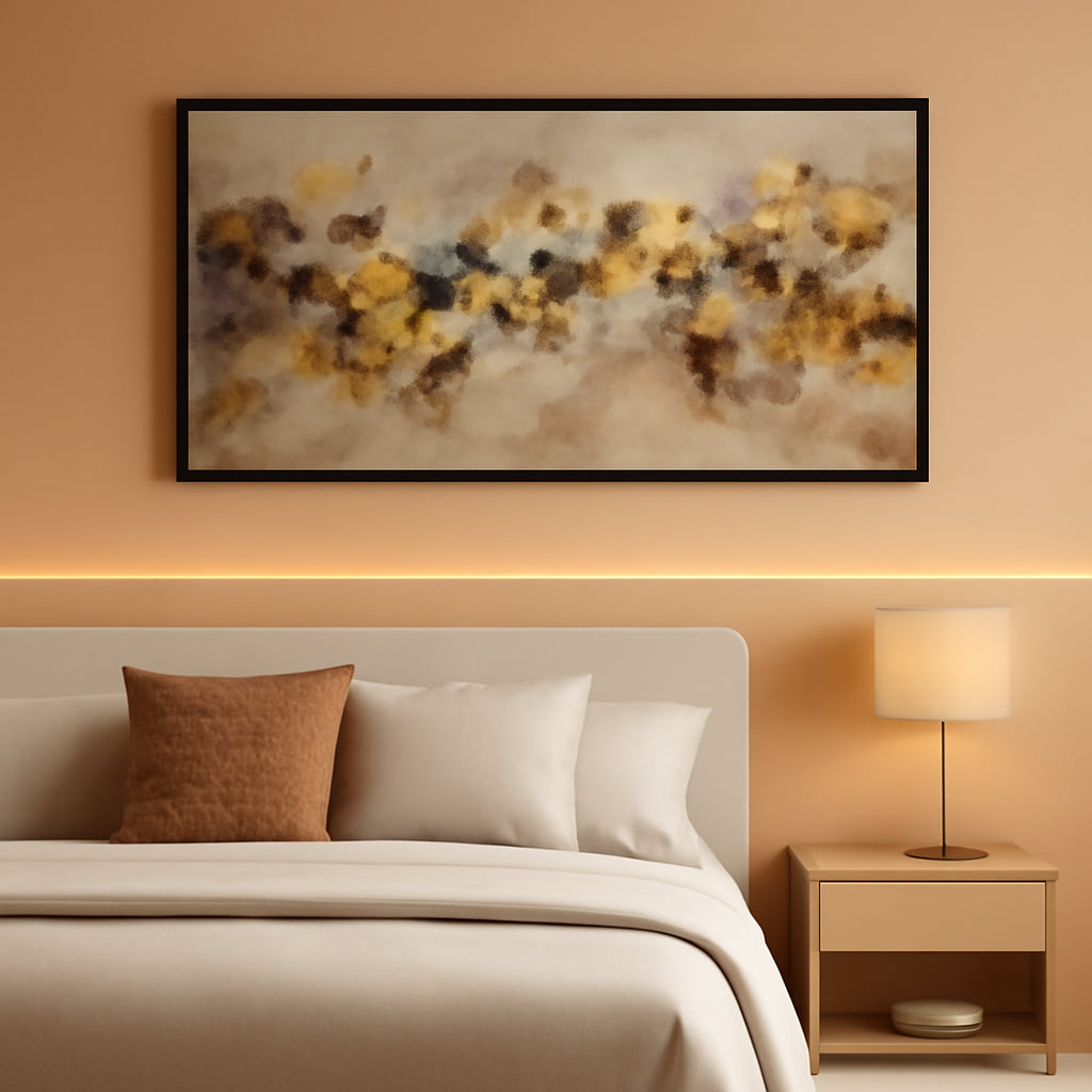 Brown Yellow Abstract Expressionist Wall Art 24x48 Inches-0