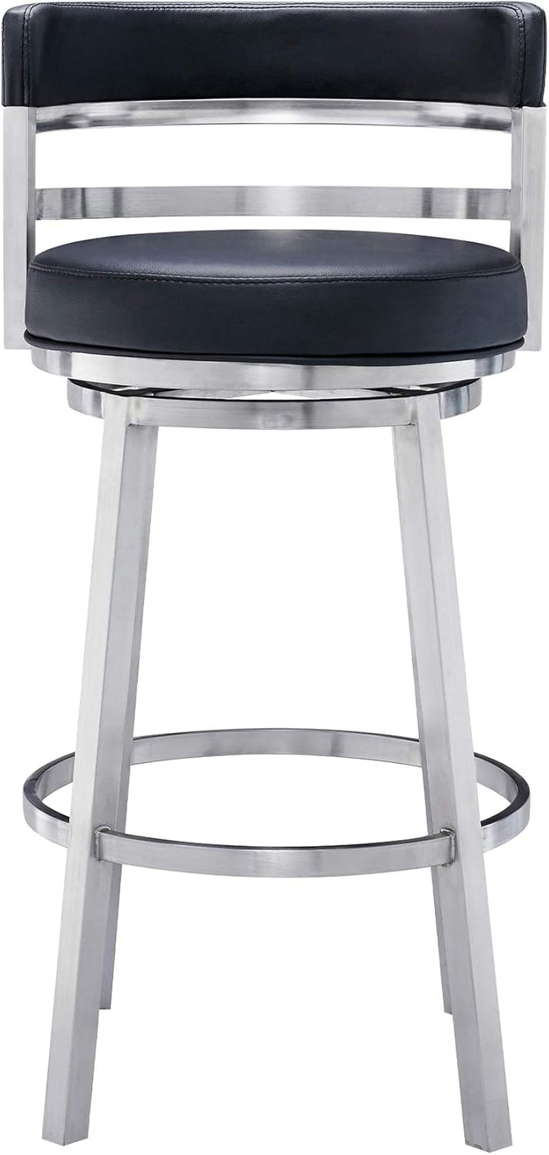 Modern Black Faux Leather Swivel Bar Stool for Kitchen-4
