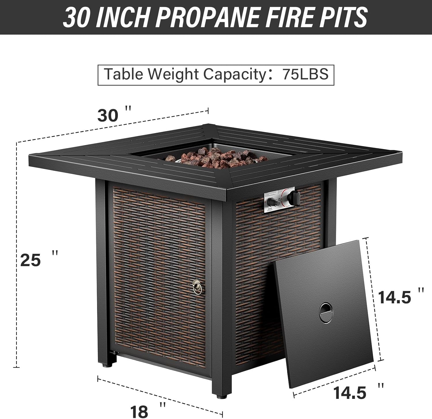 7 Piece Patio Set With Fire Pit Table And Swivel Rocker Chairs-3