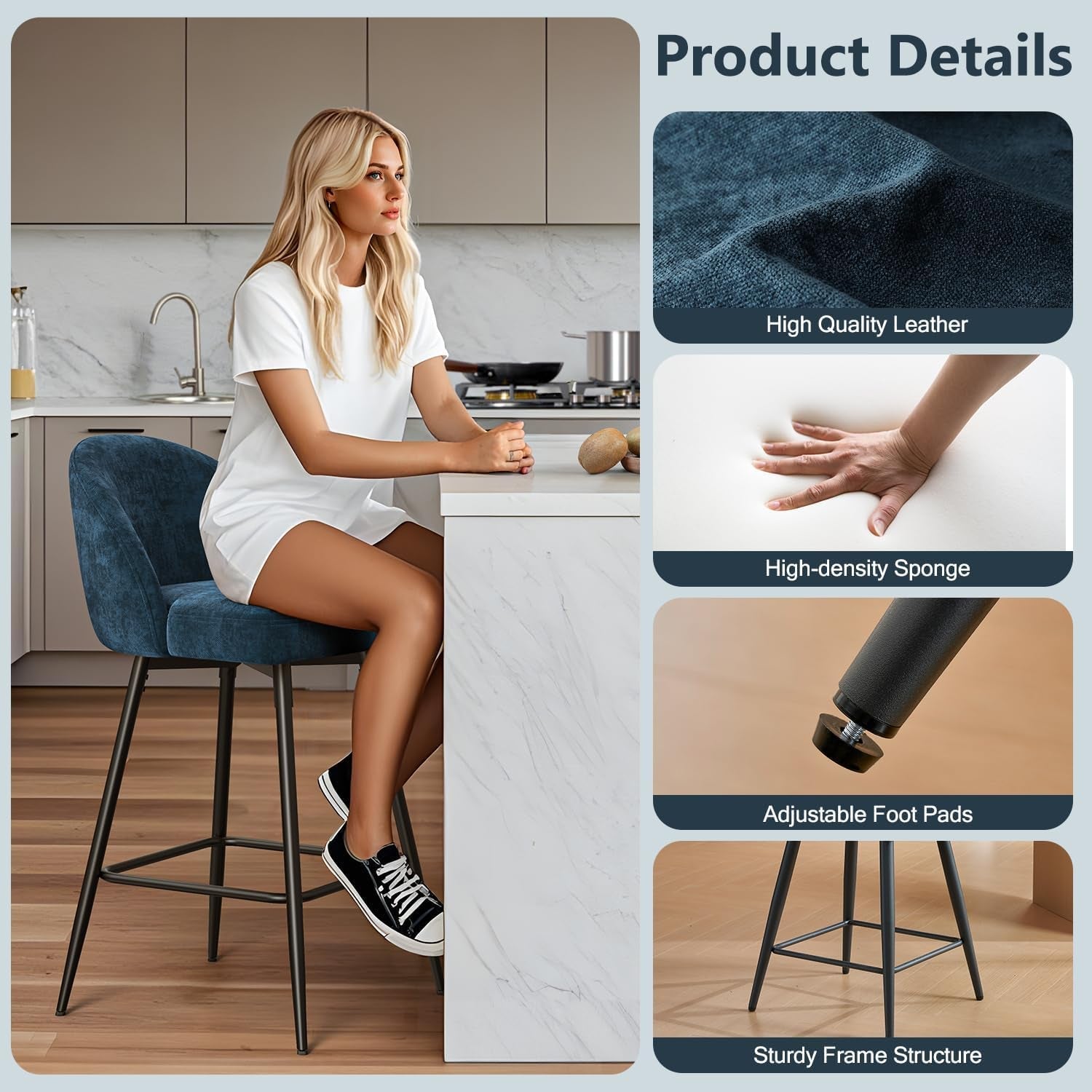 Elegant 360 Degree Swivel Bar Stools Set of Four-4