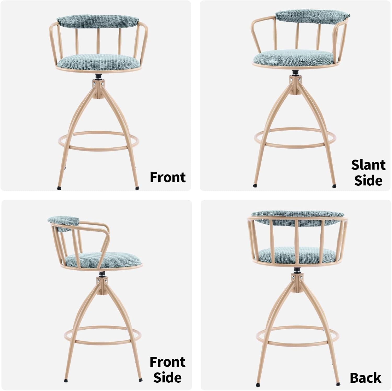 Stylish Chenille Swivel Bar Stools Set of Two-2