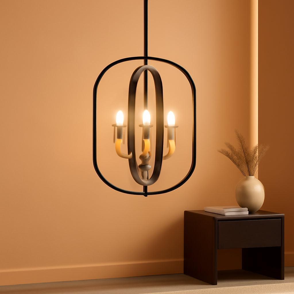 Black And Gold Adjustable Chandelier Light Fixture-0