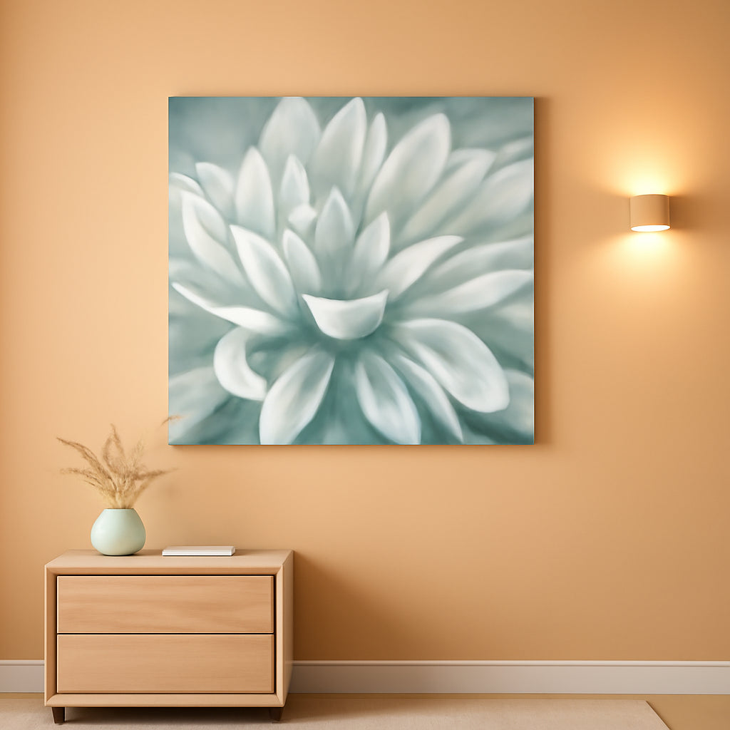 Abstract Floral Canvas Wall Art 36x24In Seafoam Green-0