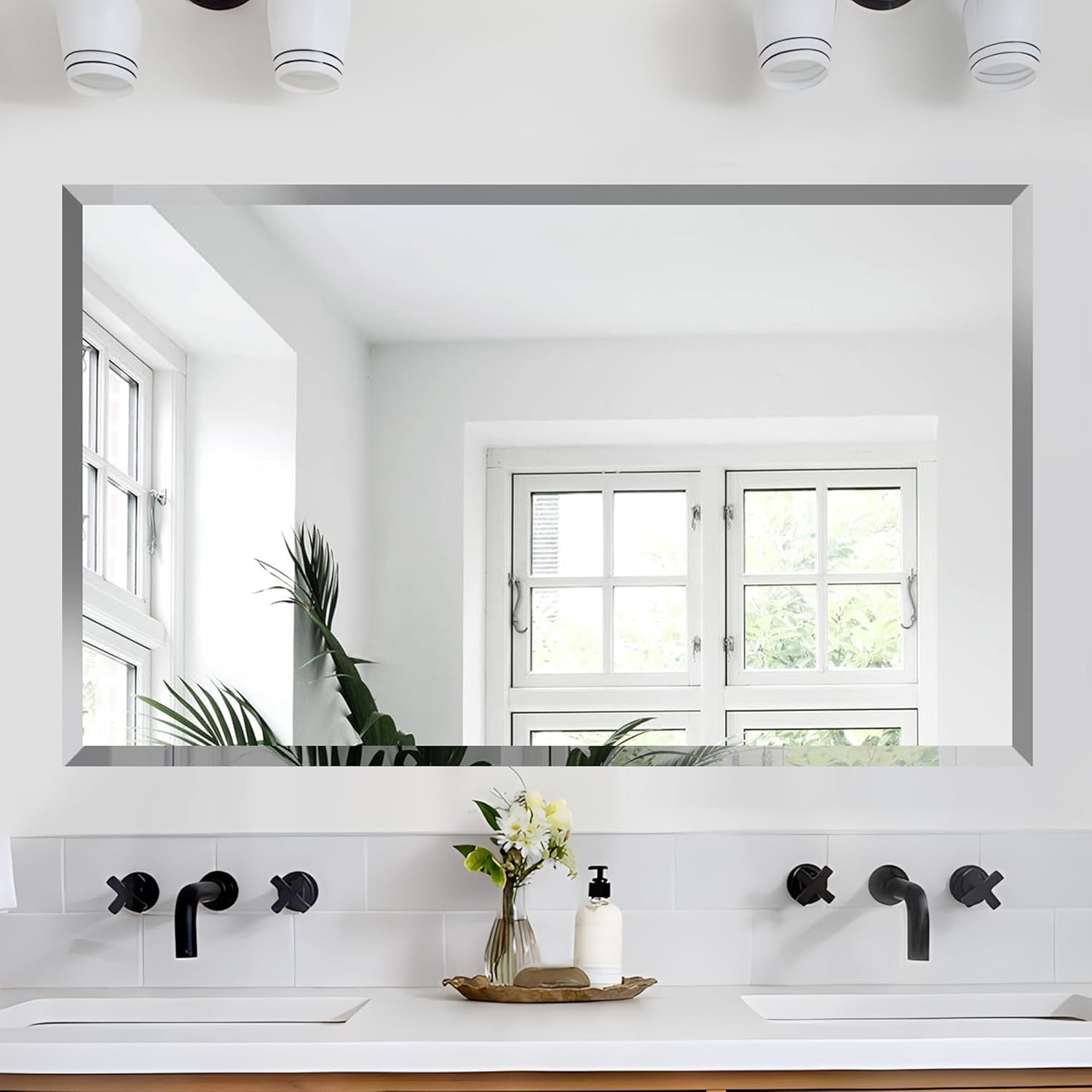 24x40 Inches Frameless Beveled Bathroom Mirror Wall-4