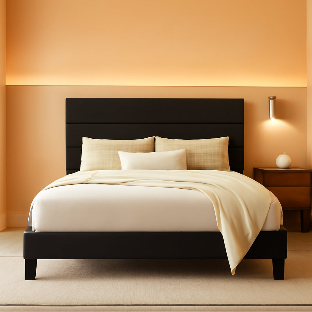 Black Velvet Queen Platform Bed Easy Assembly Support-0