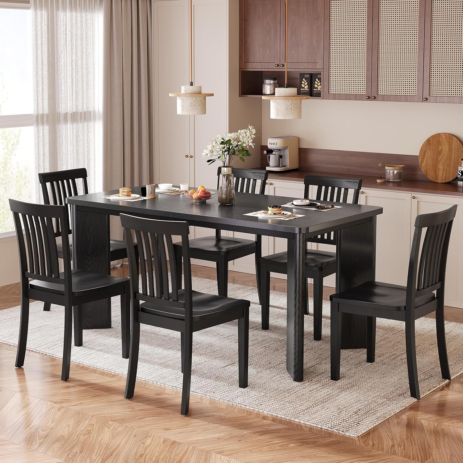 63 Inch Rectangular Dining Table Black IndustrialGrade-4