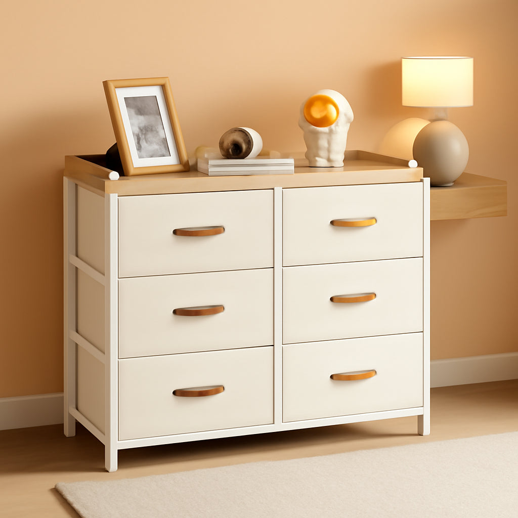 Beige Kids Dresser With 6 Drawers-0