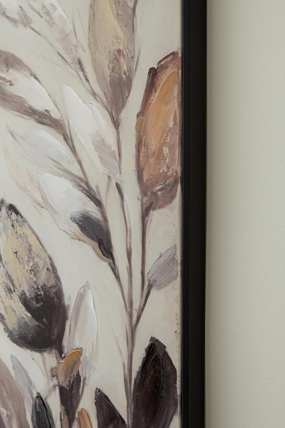 Floral Wall Art Canvas 40x40 Tan Framed Gallery Wrapped-4