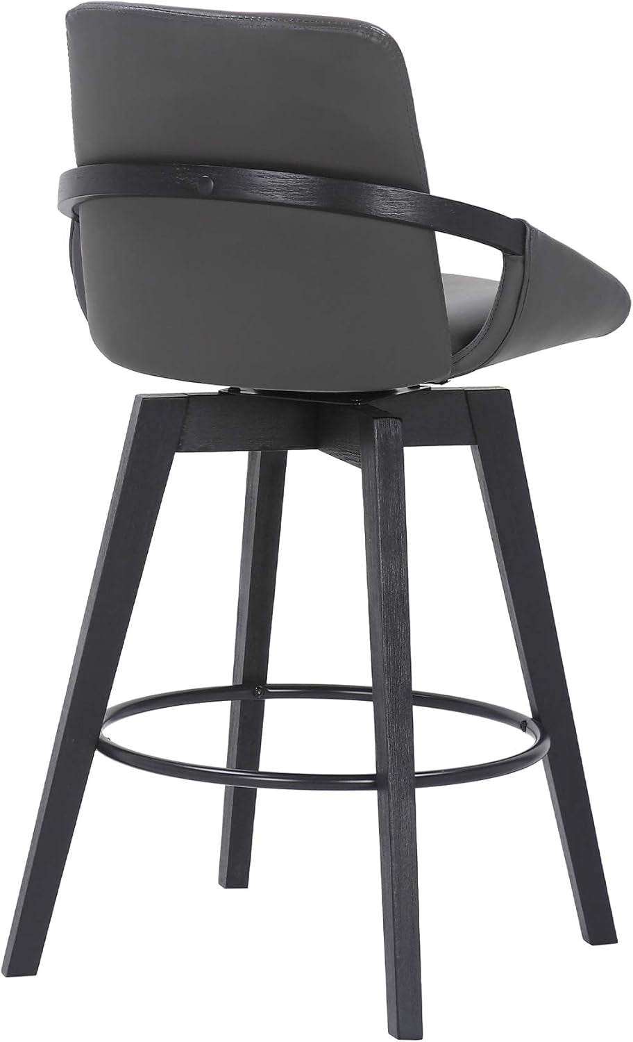Mid Century Swivel Bar Stool Gray Faux Leather 26 Inch Seat-4