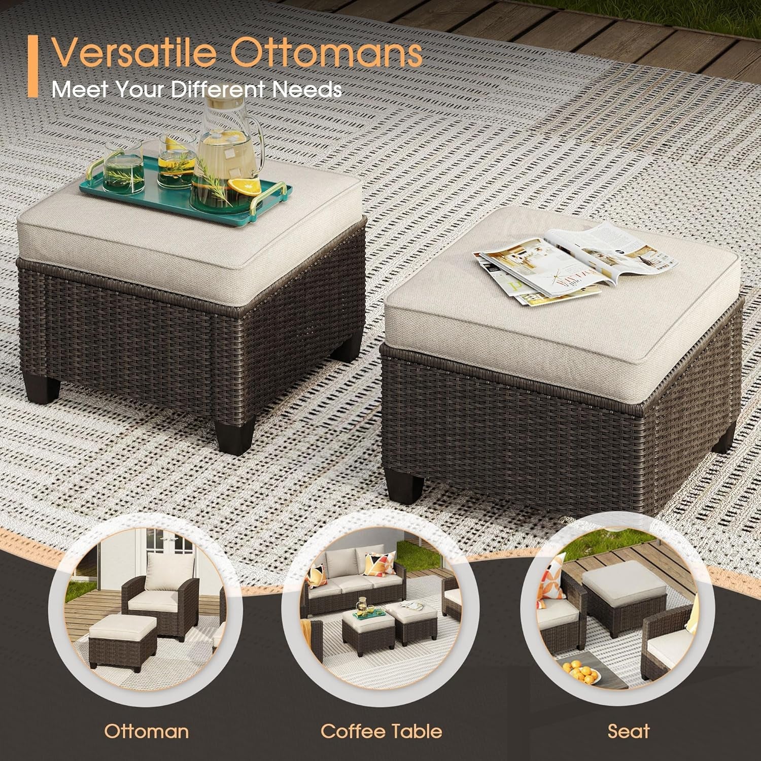 8 Piece Patio Furniture Set with Firepit and Cushions-4
