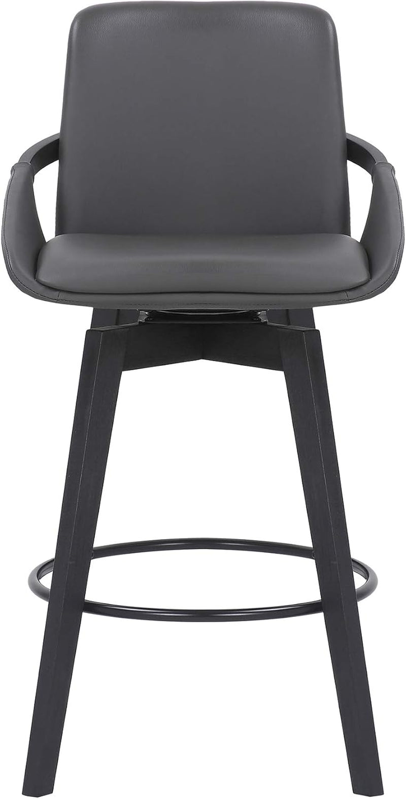 Mid Century Swivel Bar Stool Gray Faux Leather 26 Inch Seat-2