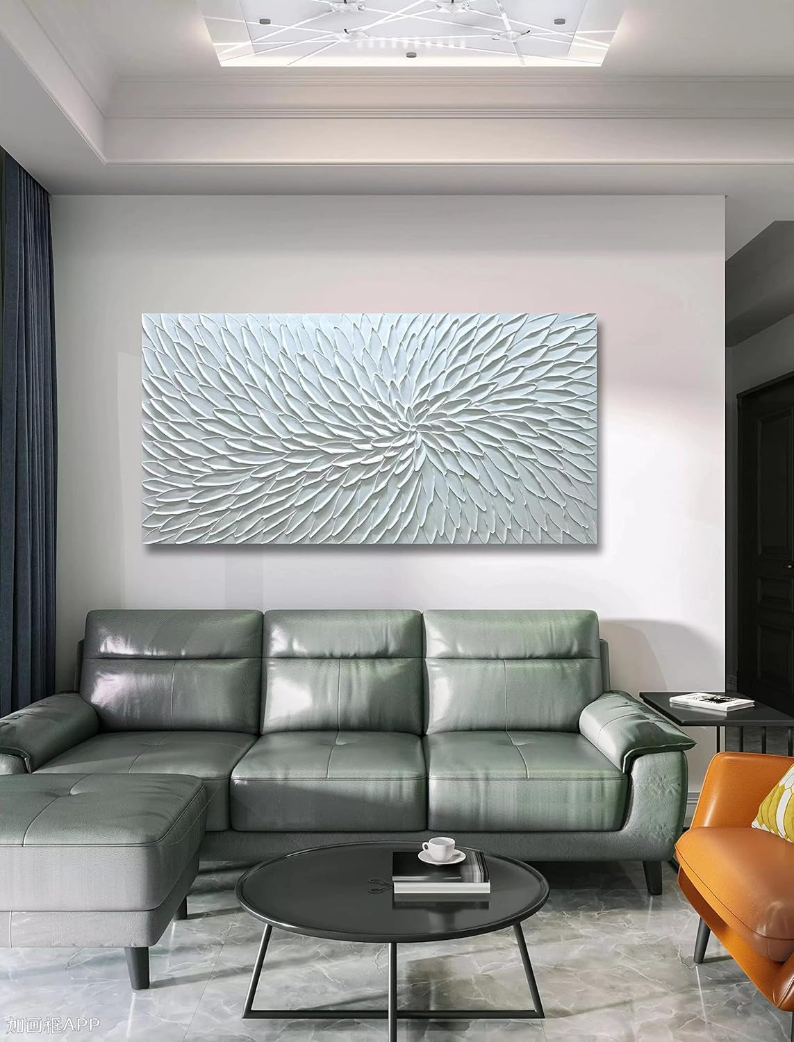 Intricately Textured White FloralImpression Canvas Wall Art-1