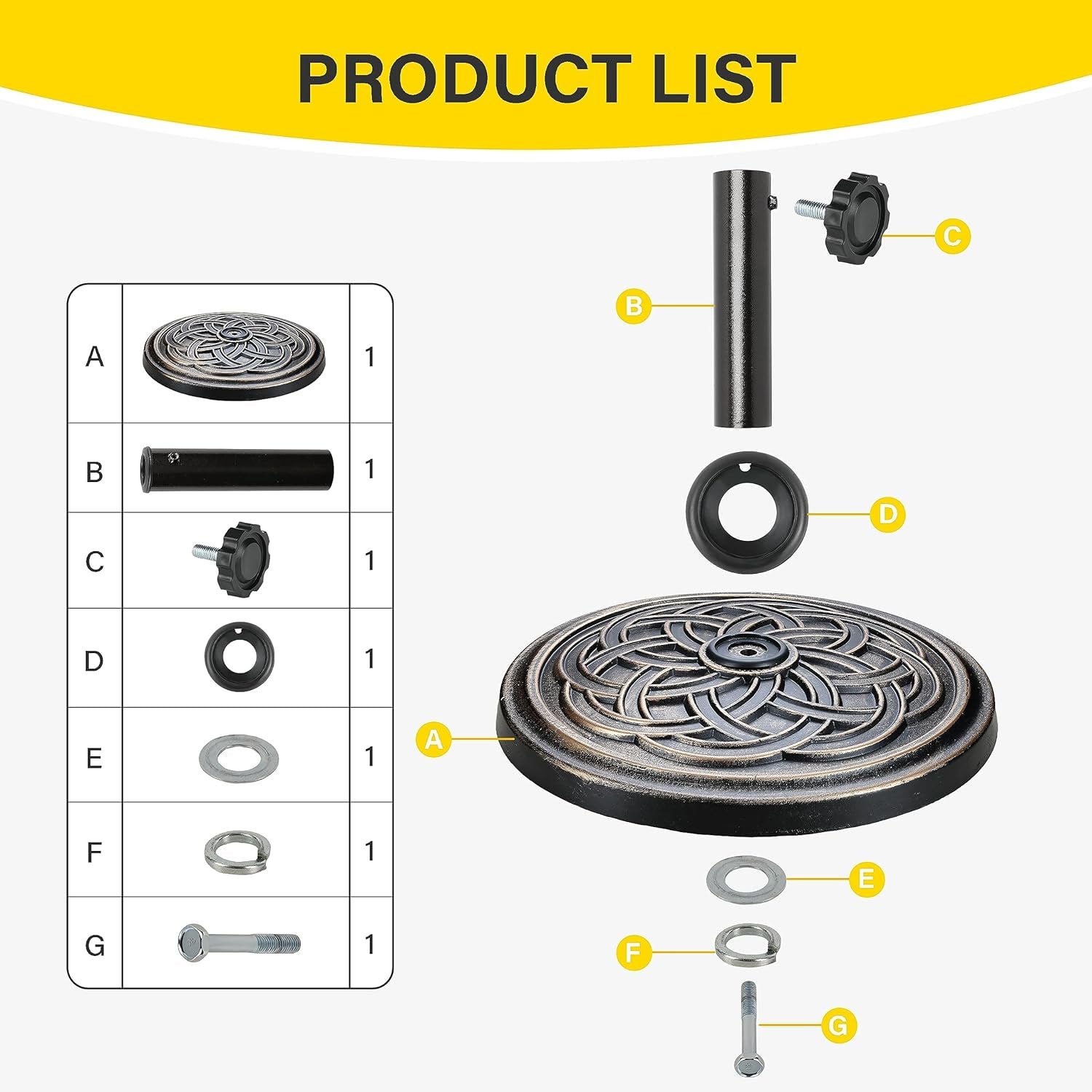 Heavy Duty 24 Pound Bronze Umbrella Base Patio Garden Stand For Outdoor Market Umbrellas-3