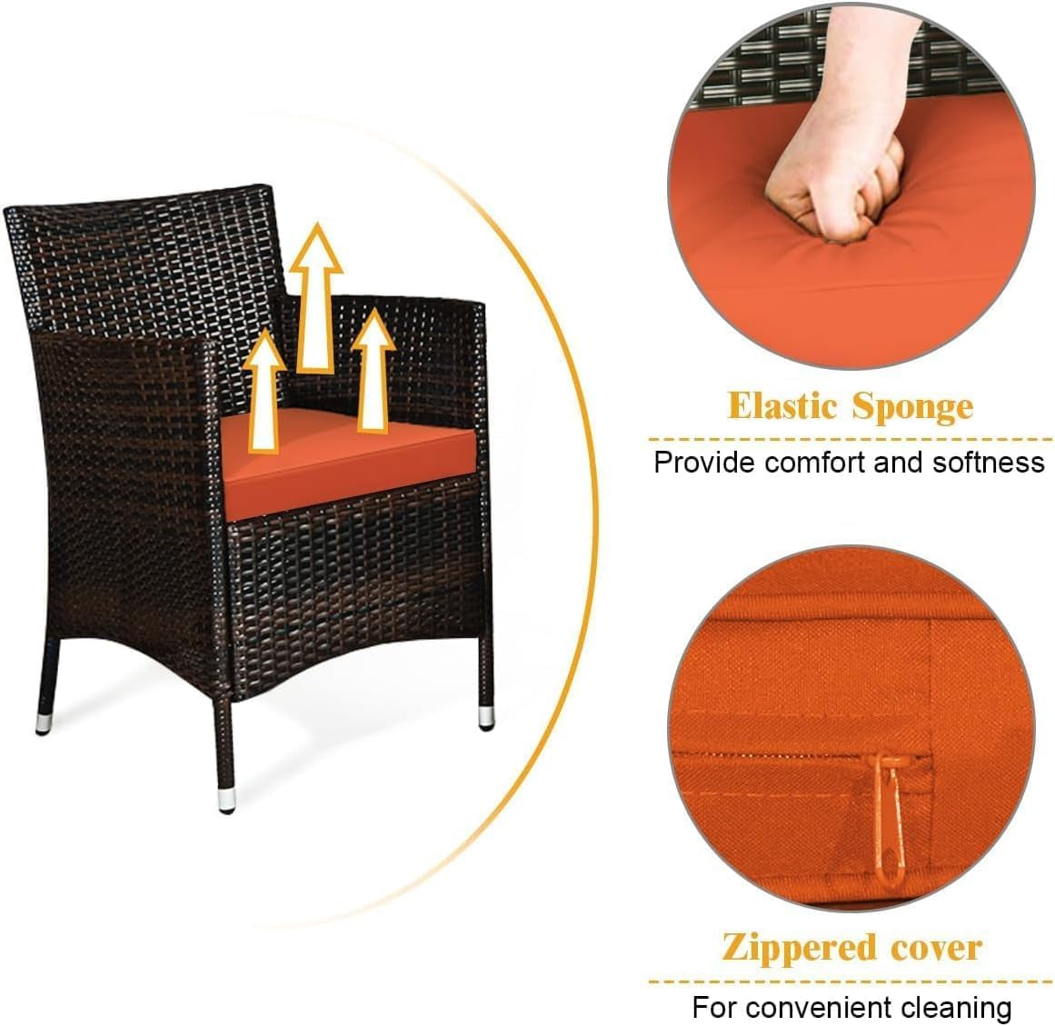 Rattan Patio Set With Cushioned Chairs And Glass Table-4